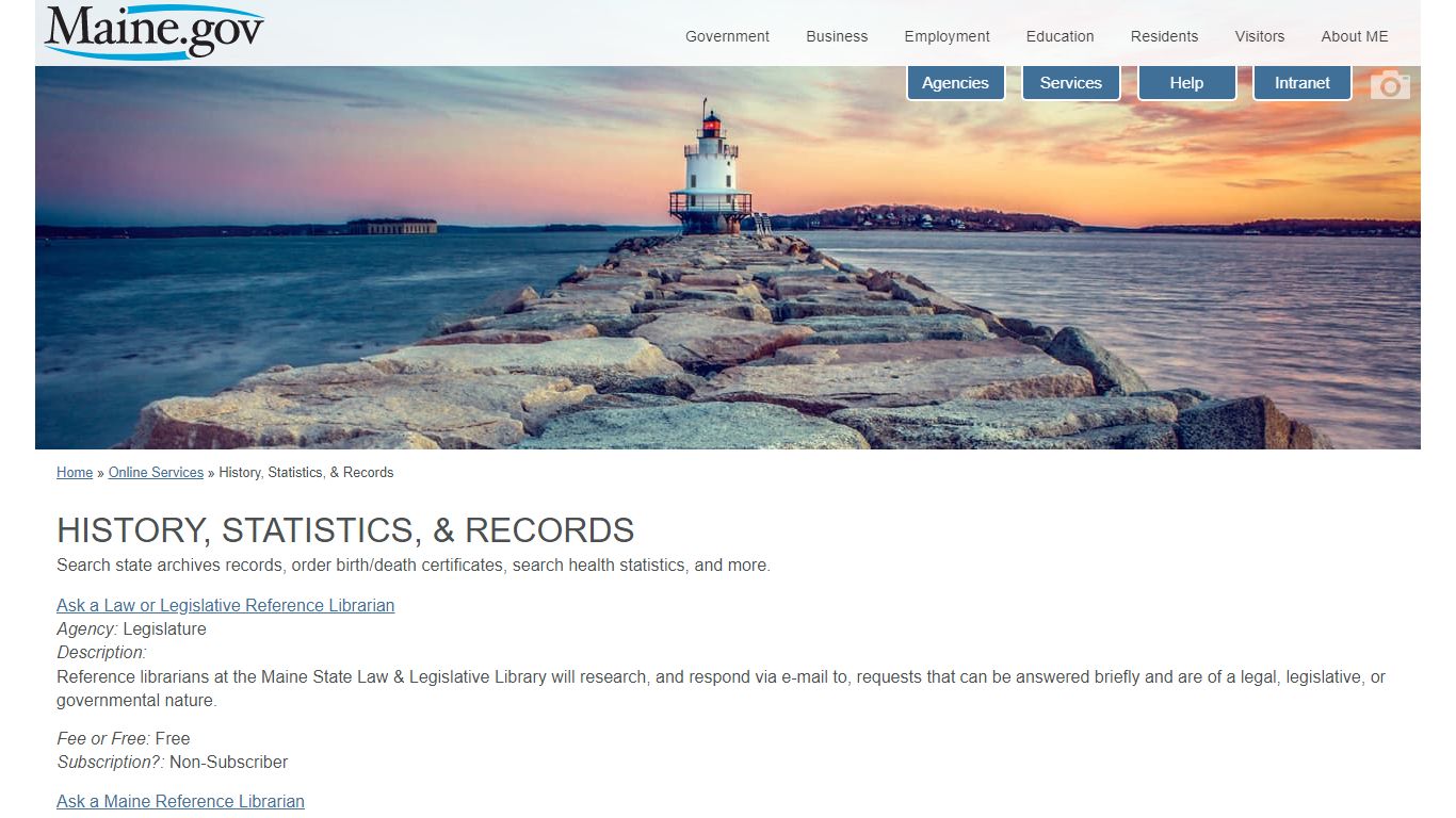 History, Statistics, & Records - Maine.gov