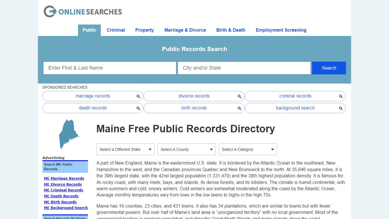 Maine Public Records Directory & Official Documents Directory