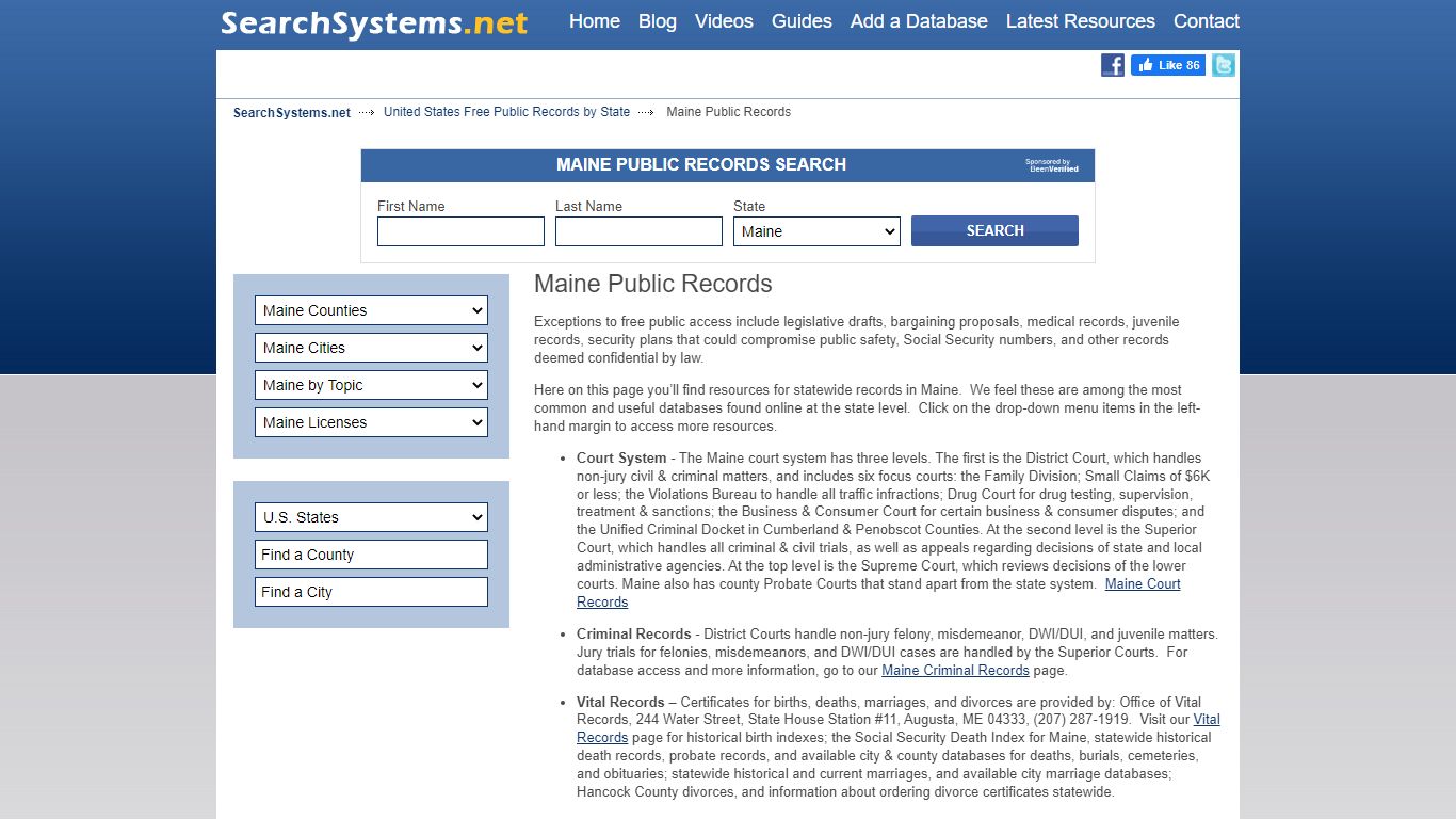 Maine Public Records Search