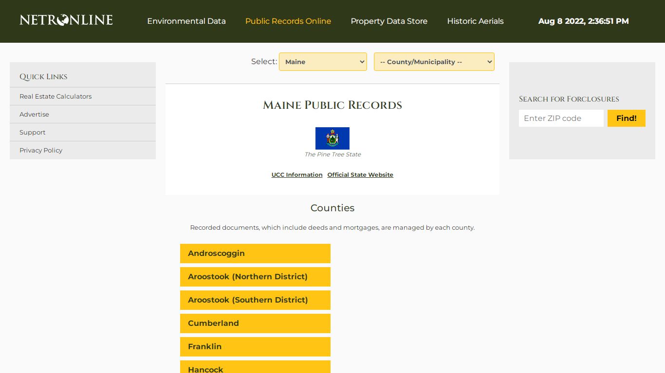 Maine Public Records Online Directory